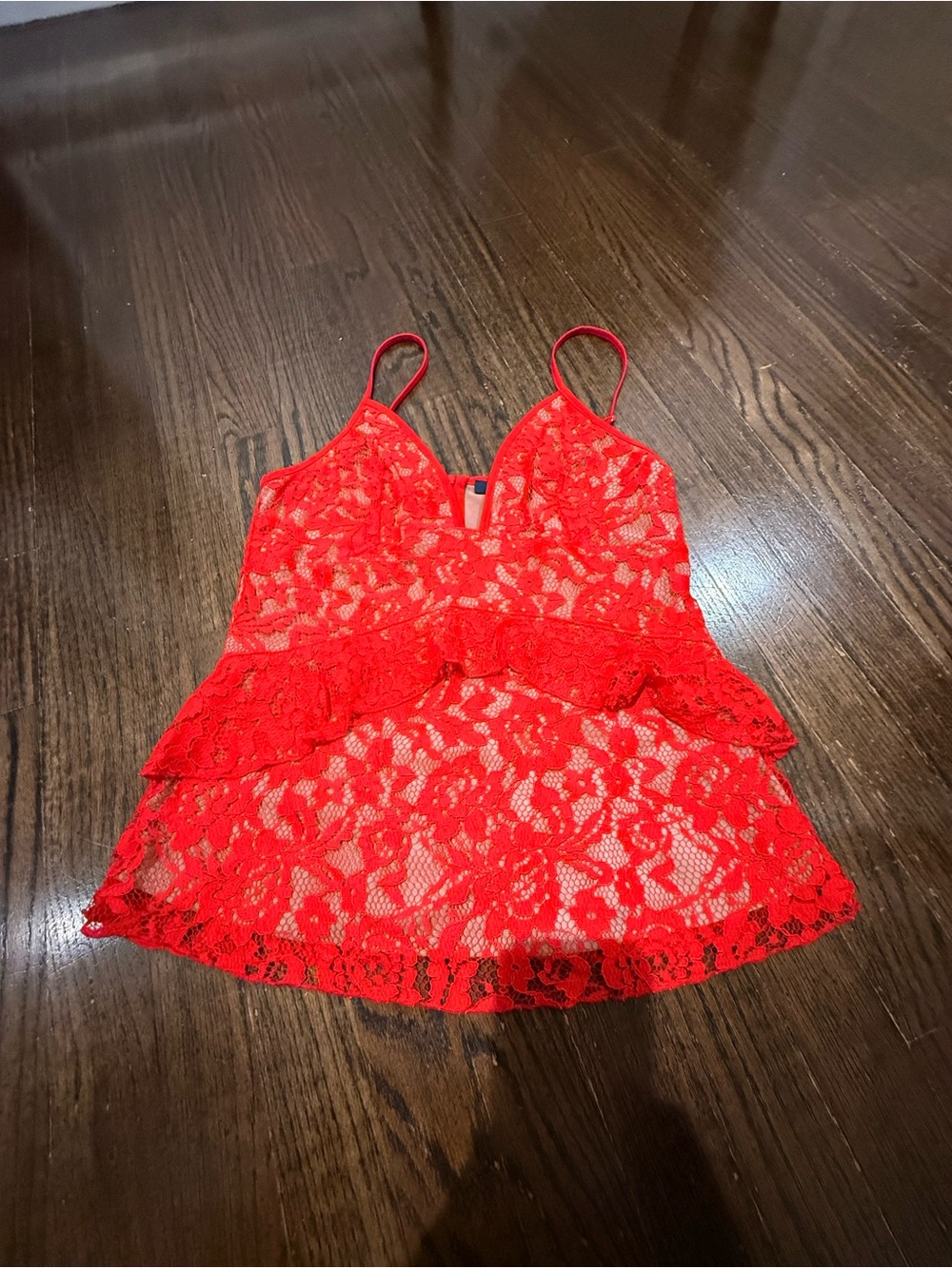French Connection Red Lace Camisole Top